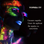 Vopsea glow uv galben neon pentru body painting, cantitate 25 ml, pe baza de apa