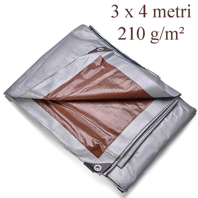 Prelata ranforsata impermeabila 3x4 m, 210g/mp, protectie uv+ si inghet, ochiuri otel 12 mm, pe