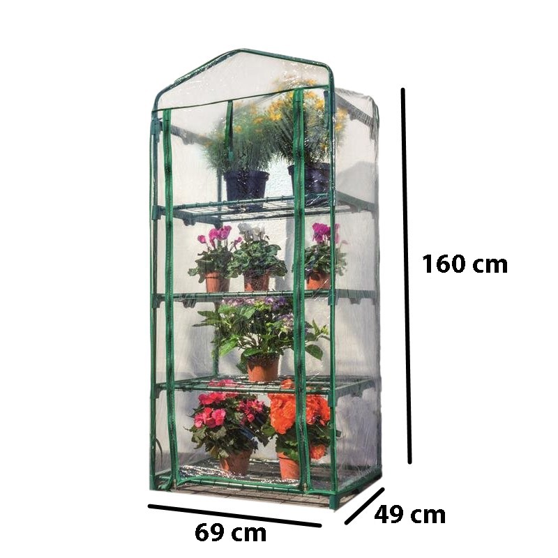 Mini solar de gradina cu 4 niveluri, usa rulou cu fermoar, folie pvc, 160x69x49 cm