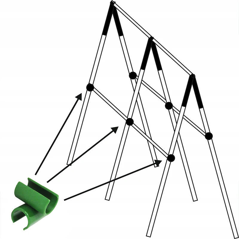Conectori in forma de t pentru araci de sustinere, diametrul 11 mm, verde, set 6 bucati