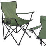 Scaun pentru camping, pliabil si portabil, suport pahar, 50x82x80 cm, verde