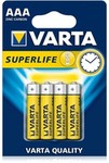 Baterii aaa varta superlife 1.5v, zinc-carbon, pentru echipamente de birou si dispozitive electronice, set 4 bucati