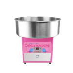 Masina pentru vata de zahar, 1000w, afisaj led, 32x32x52 cm, diametru vas 50 cm, otel inoxidabil, roz