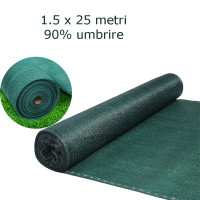 Plasa de umbrire solara, 1.5x25 metri, grad umbrire 90%, hdpe