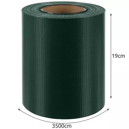 Banda opacizare gard, 19 cm x 35 metri, 450 g/mp, 20 clipsuri montaj, pvc verde