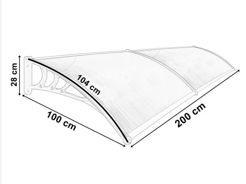 Copertina fixa policarbonata, protectie uv, 100 x 200 cm, maro