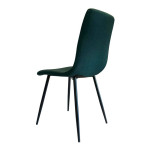 Scaun dining, tapiterie stofa, inaltime totala 91 cm, latime 43 cm, picioare metalice negre, stil elegant, verde