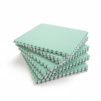 Covor puzzle pufos, 61.5x61.5x1.7 cm, spuma eva, set 2 piese culoare mint green