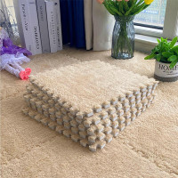 Covor puzzle pufos, 61.5x61.5x1.7 cm, spuma eva, set 2 piese culoare light coffee
