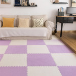Covor puzzle pufos, 61.5x61.5x1.7 cm, spuma eva, set 2 piese culoare light purple