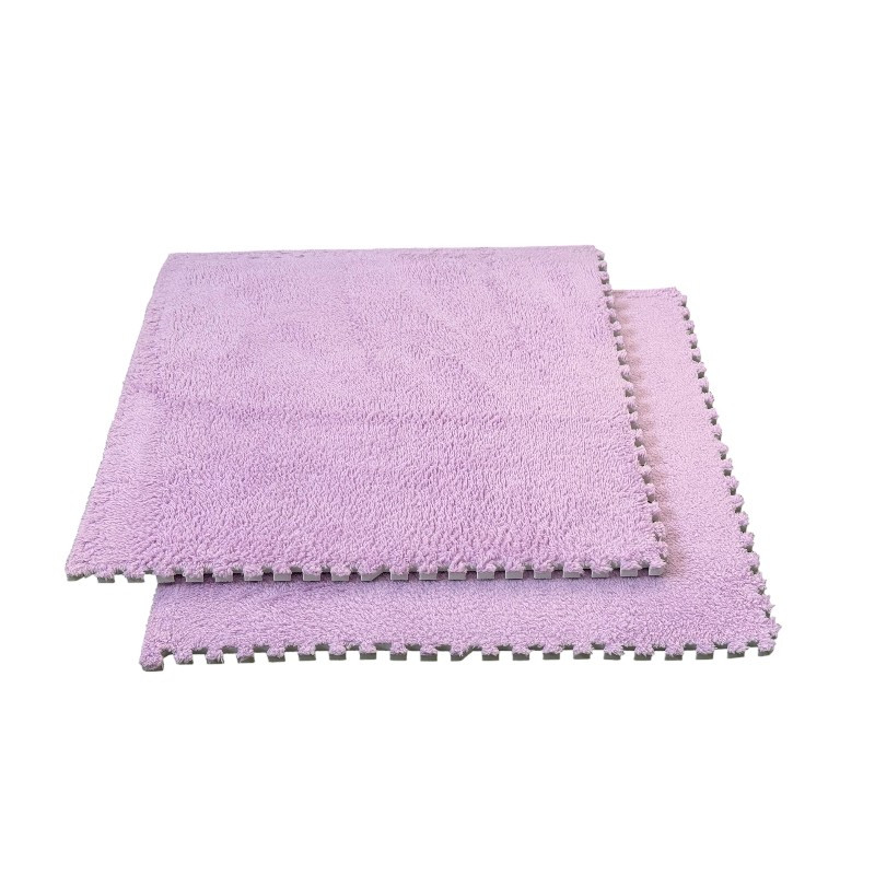 Covor puzzle pufos, 61.5x61.5x1.7 cm, spuma eva, set 2 piese culoare light purple