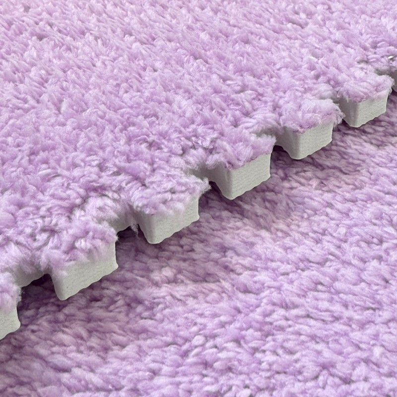 Covor puzzle pufos, 61.5x61.5x1.7 cm, spuma eva, set 2 piese culoare light purple