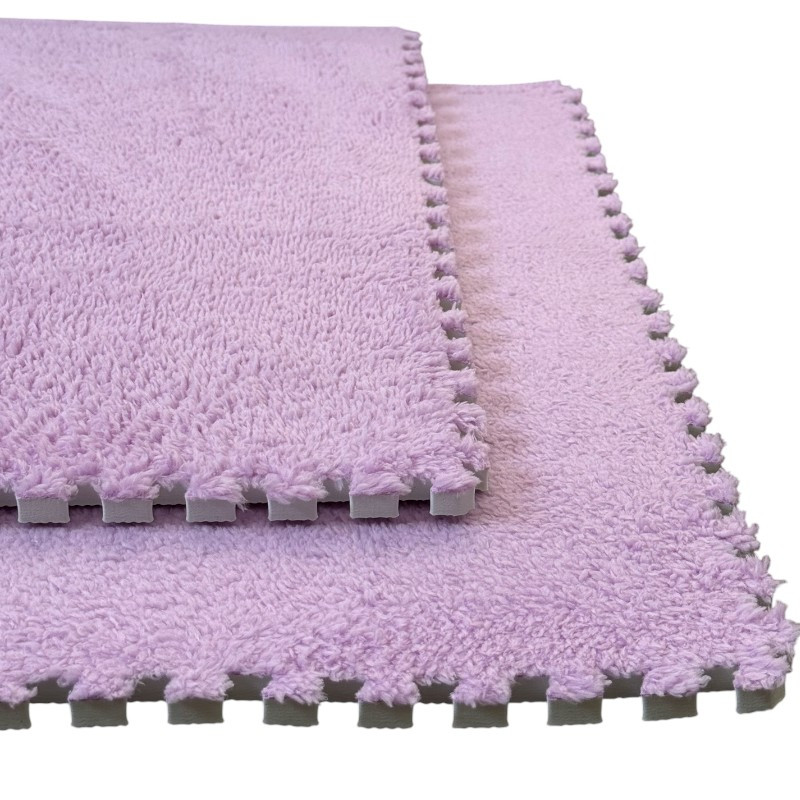 Covor puzzle pufos, 61.5x61.5x1.7 cm, spuma eva, set 2 piese culoare light purple