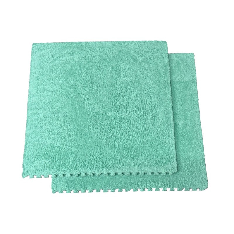 Covor puzzle pufos, 61.5x61.5x1.7 cm, spuma eva, set 2 piese culoare mint green