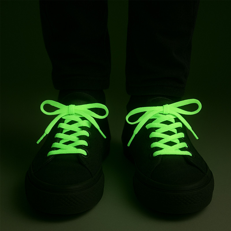 Sireturi fosforescente care lumineaza verde, textil, 1.25 m