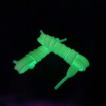 Sireturi fosforescente albe pentru incaltaminte sport, lumineaza verde, 1.25 x 1 cm, textile