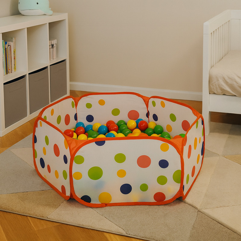 Cort tarc pliabil pentru copii, model cu buline, 90 x 30 cm, multicolor, 3 ani+