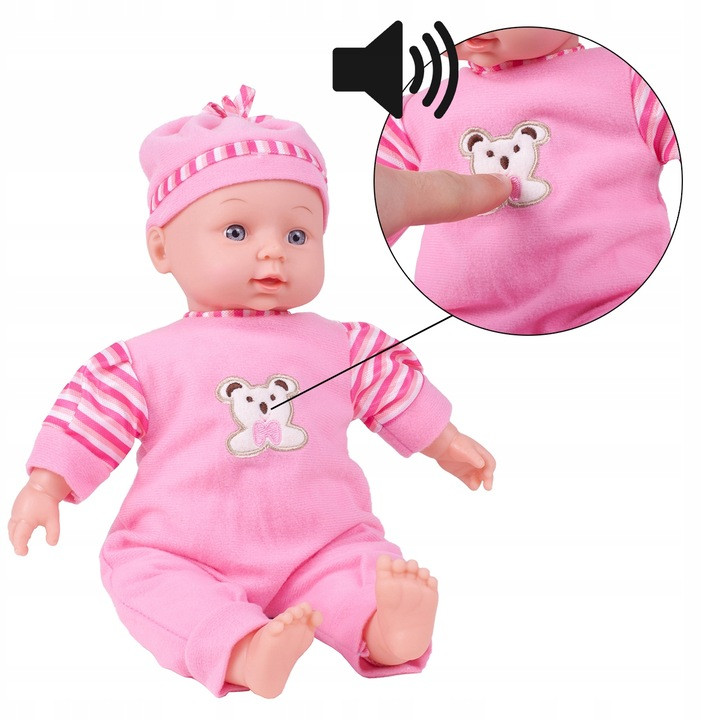 Papusa bebelus interactiva, sunete realiste, inaltime 34 cm, imbracaminte detasabila