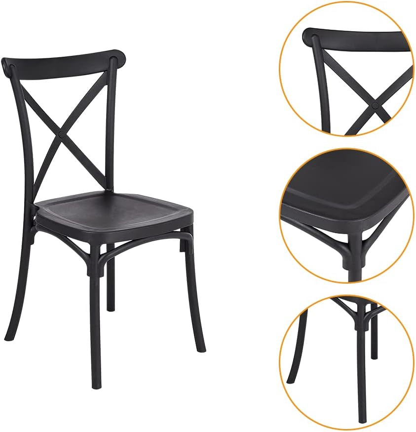 Scaun de bucatarie, stil clasic, inaltime 88 cm, polipropilena, negru