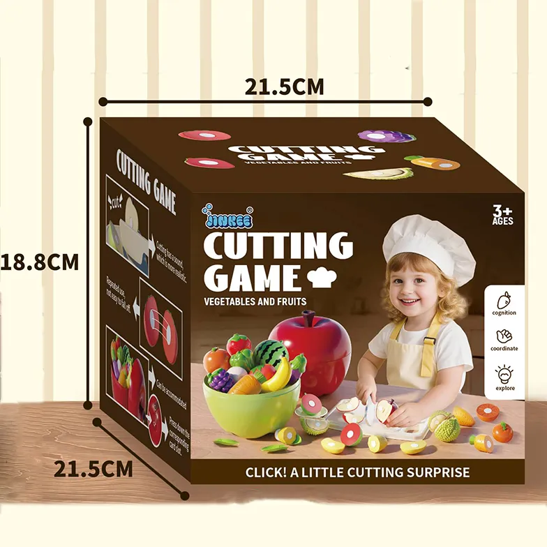 Joc taiat legume si fructe, 23 piese, fixare cu velcro, cutit, tocator, farfurii