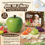 Joc taiat legume si fructe, 23 piese, fixare cu velcro, cutit, tocator, farfurii