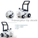 Jucarie de impins, premergator vacuta, platforma interactiva, 47x30x47 cm