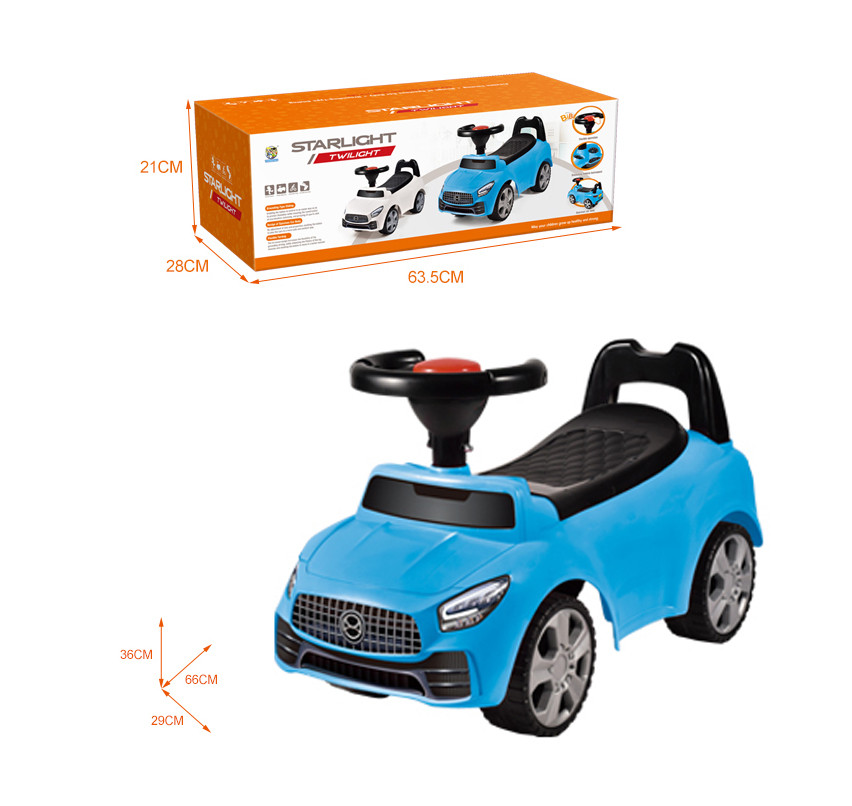 Masinuta ride-on albastra, sezut cu spatar integrat, 66x29x36 cm