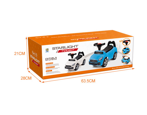 Masinuta ride-on albastra, sezut cu spatar integrat, 66x29x36 cm