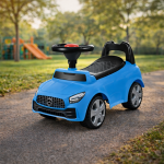 Masinuta ride-on albastra, sezut cu spatar integrat, 66x29x36 cm