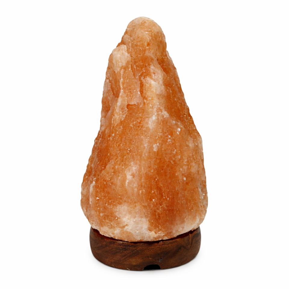 Lampa de sare himalaya, 1-2 kg, suport din lemn