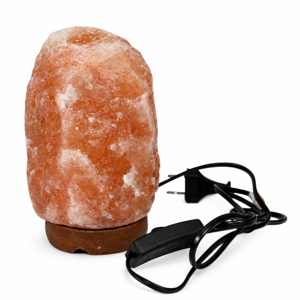 Lampa decorativa sare himalaya, suport lemn, 2-3 kg