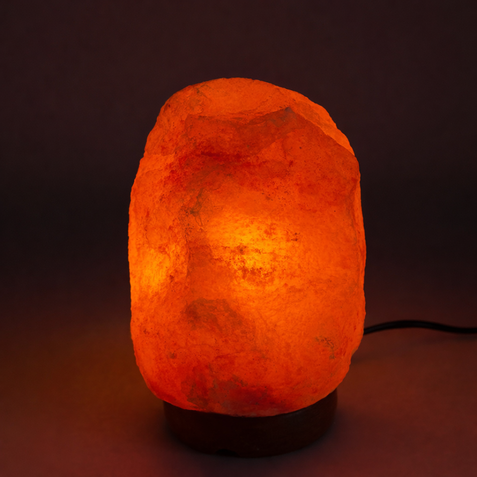 Lampa decorativa sare himalaya, suport lemn, 2-3 kg
