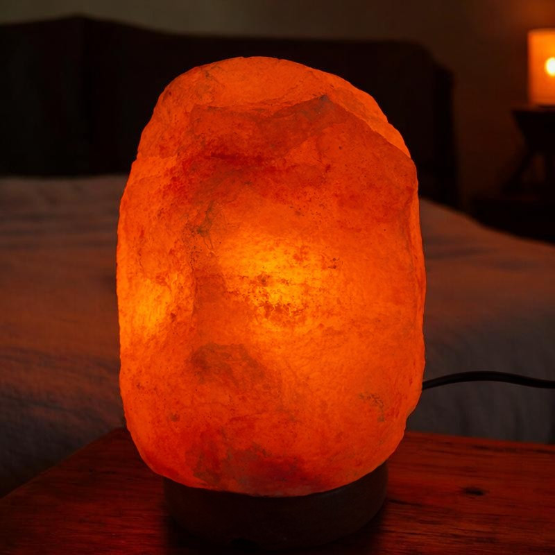 Lampa decorativa sare himalaya, suport lemn, 2-3 kg