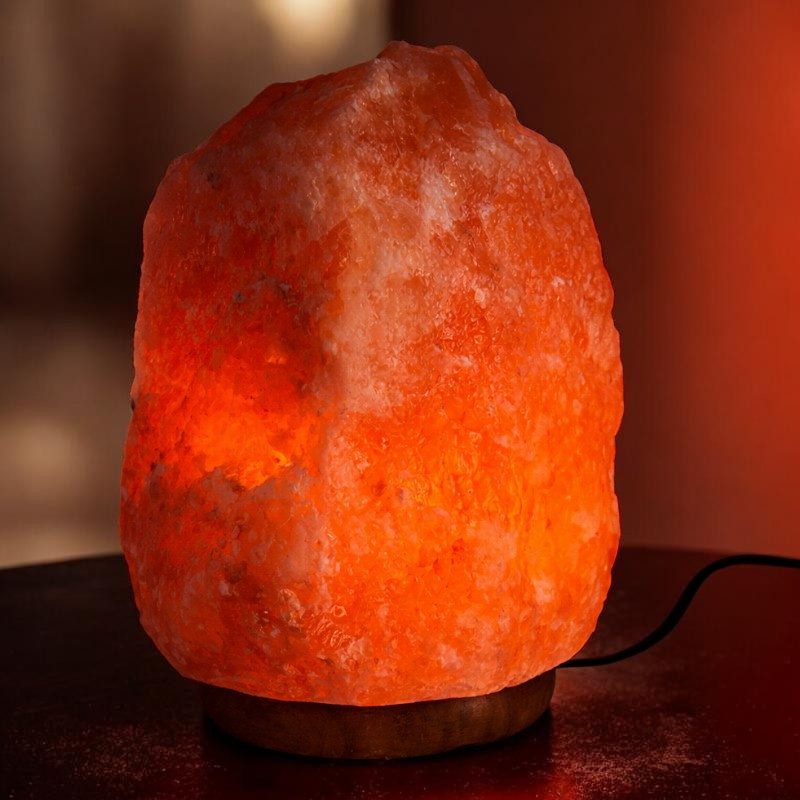 Lampa sare himalaya, suport din lemn, intrerupator, greutate 10-12 kg