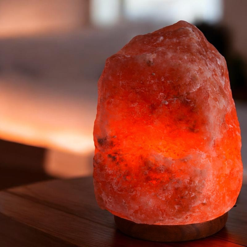 Lampa sare himalaya, suport din lemn, intrerupator, greutate 10-12 kg