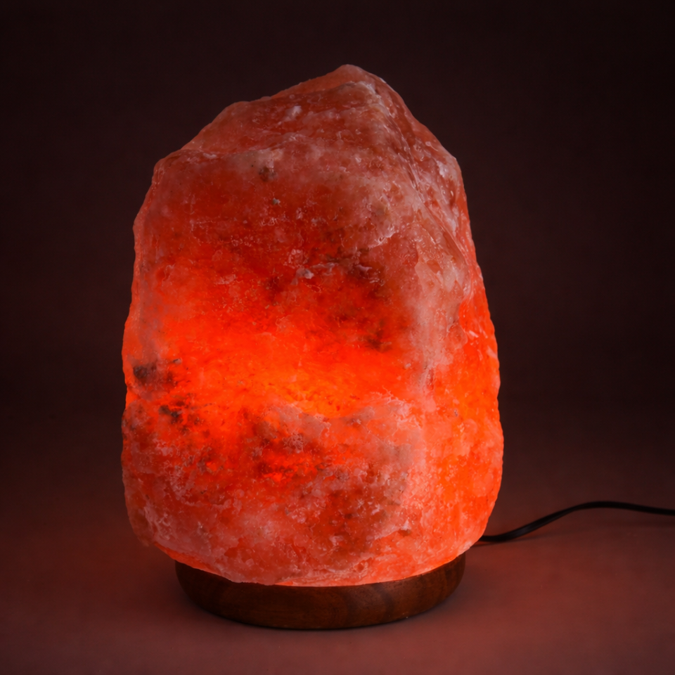 Lampa sare himalaya, suport din lemn, intrerupator, greutate 10-12 kg