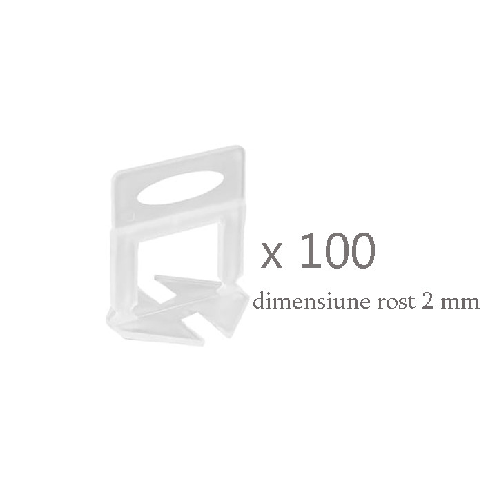 Clipsuri pro pentru nivelare placi ceramice, rost 2 mm, set 100 bucati