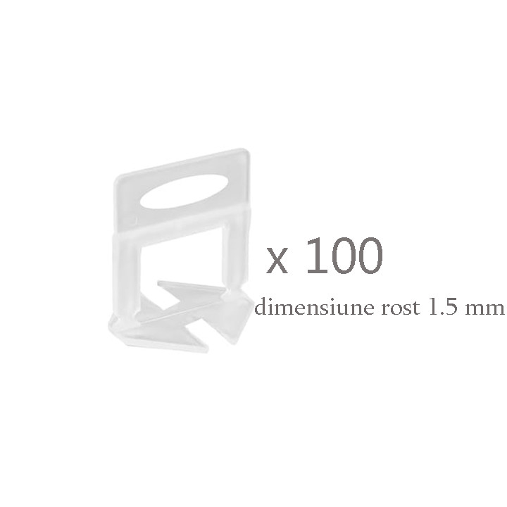 Kit pro nivelare placi ceramice, 100 clipsuri 1.5 mm si 100 pene incluse