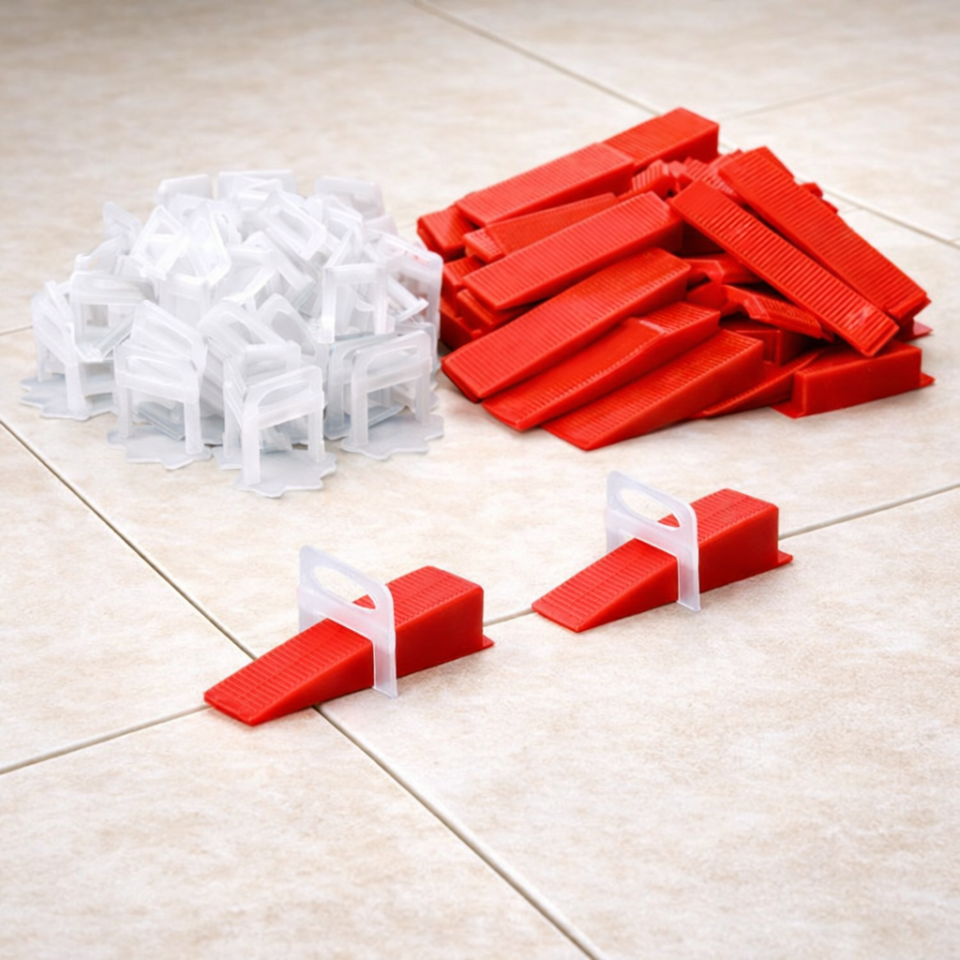 Kit pro nivelare gresie, 100 clipsuri rost 2 mm si 100 pene incluse