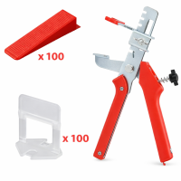 Kit pro nivelare gresie si faianta, cleste inclus, 100 clipsuri 1.5 mm si 100 pene