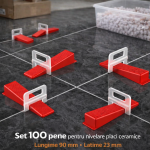 Set pro 100 pene pentru nivelare placi ceramice, 90 mm, latime 23 mm