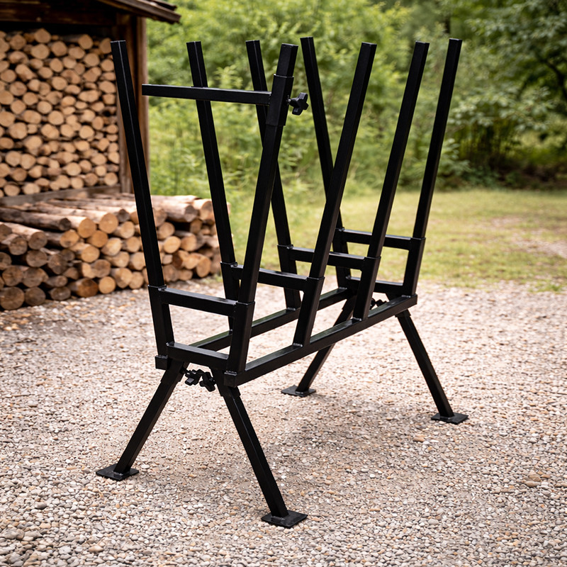 Suport metalic tip capra pentru taiat lemne – otel, capacitate 400 kg, stabil, 76 x 50 x 103 cm