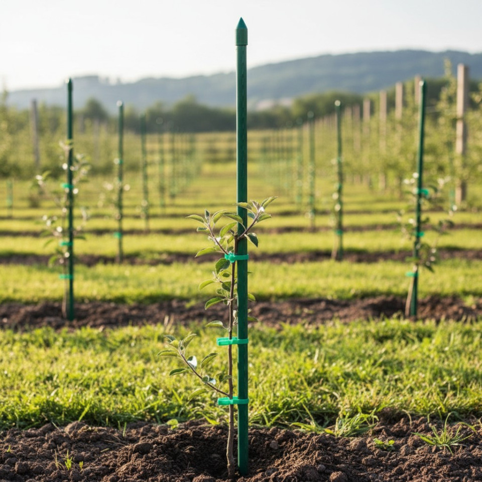 Arac sustinere plante, otel si plastic, lungime 90 cm, verde