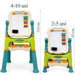 Tabla magnetica si de scris cu 2 fete, 40x50 cm, inaltime reglabila 83-110 cm, 30 accesorii incluse