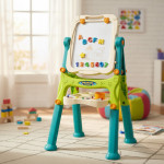 Tabla magnetica si de scris cu 2 fete, 40x50 cm, inaltime reglabila 83-110 cm, 30 accesorii incluse