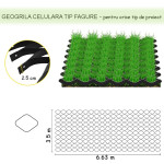 Geogrila celulara, 3.5 x 6.63 m, structura tip fagure, protectie antieroziune, inaltime 2,5 cm grosime 1 mm