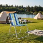 Scaun plaja pliabil, scaun camping metalic, usor, portabil, 58x52x73 cm, maxim 80 kg