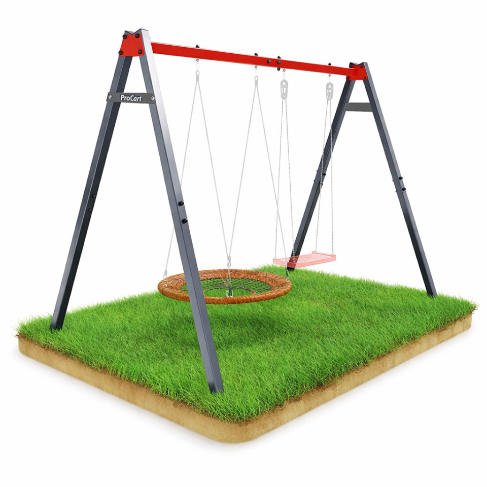 Suport metalic dublu pentru leagan, sarcina maxima 150 kg, 4 carlige fixare