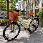 Bicicleta dama 26 inch, schimbator shimano 7 viteze, frane pe disc, cos cumparaturi, portbagaj