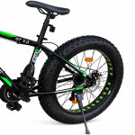 Bicicleta fat bike, roti 26 inch, cadru 17 inch, schimbator shimano, 21 viteze, frane pe disc, negru/verde